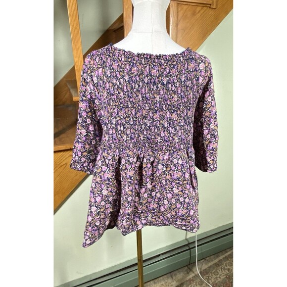 Old Navy Babydoll Top Women's Plus 4x Multi Floral Smocked Back Peasant Romantic - Picture 5 of 10